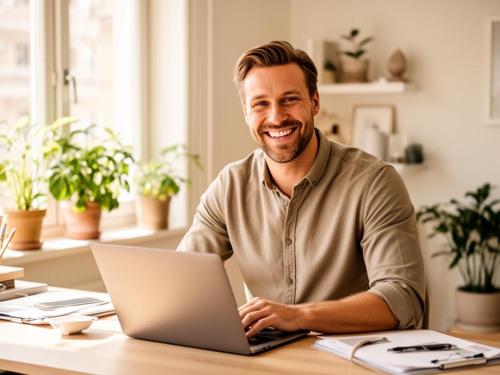Person working from home in Sweden